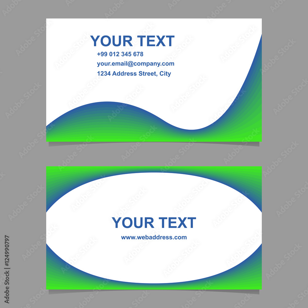 Colored abstract wave design business card set