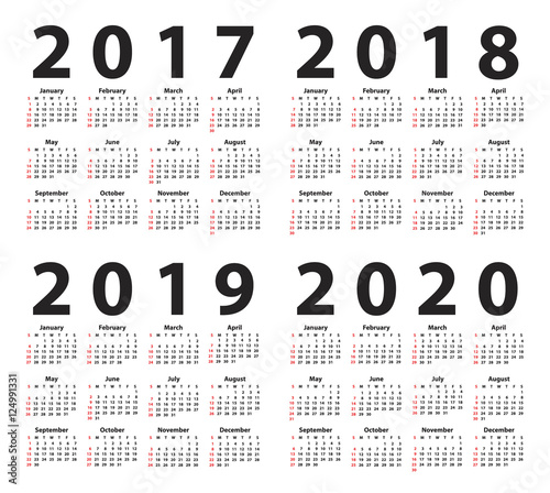 Calendar 2017 starting from Sunday. Vector illustration