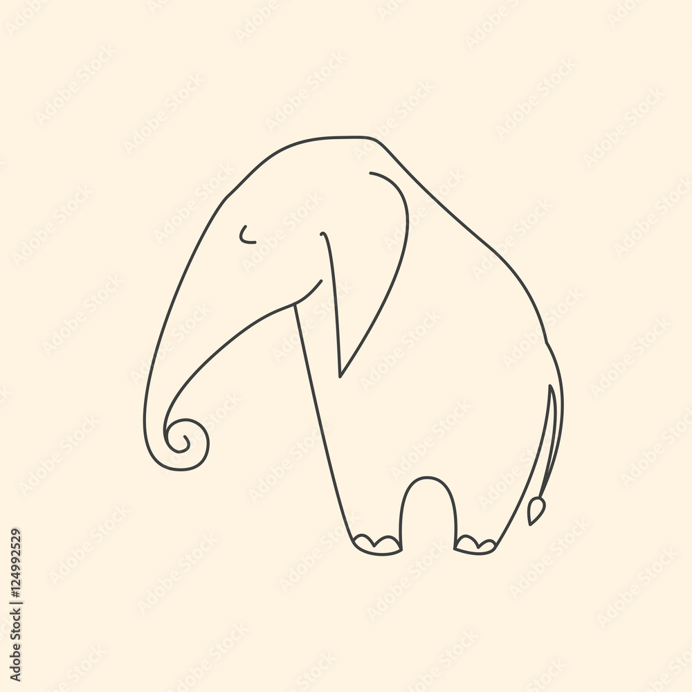 Obraz premium One line elephant vector illustration