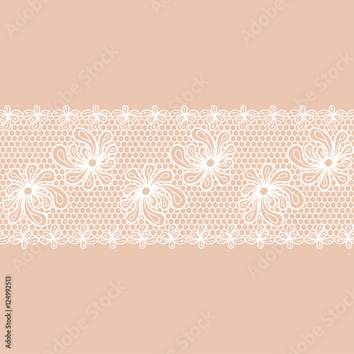 Decorative flower lacy border on beige background