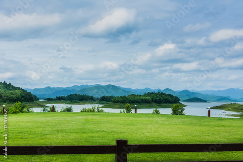 Landscape at camping area Kaeng Krachan National Park , dam Kaeng Krachan, phetchaburi,Thailand.