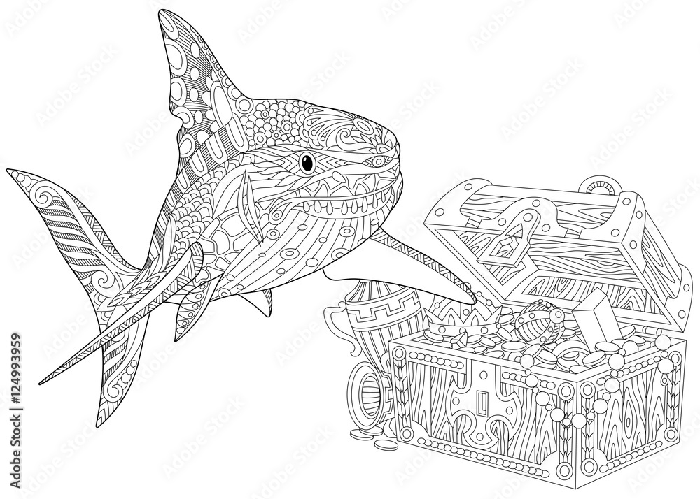 Underwater Treasure Chest Coloring Page