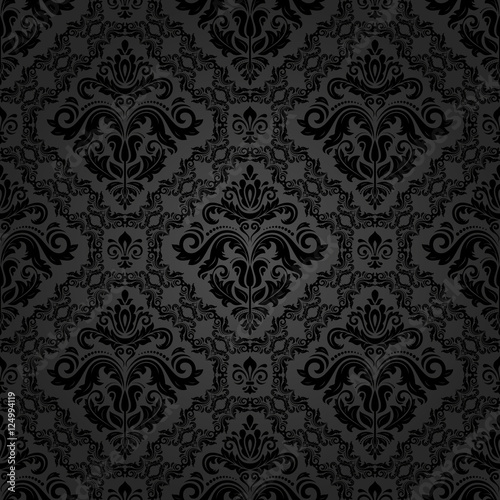Seamless classic vector dark pattern. Traditional orient ornament