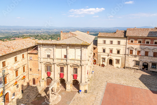 Montepulciano, Italy. The Large Square: on the left - Palace of the Counts Tarugi, right - Palace Contucci photo