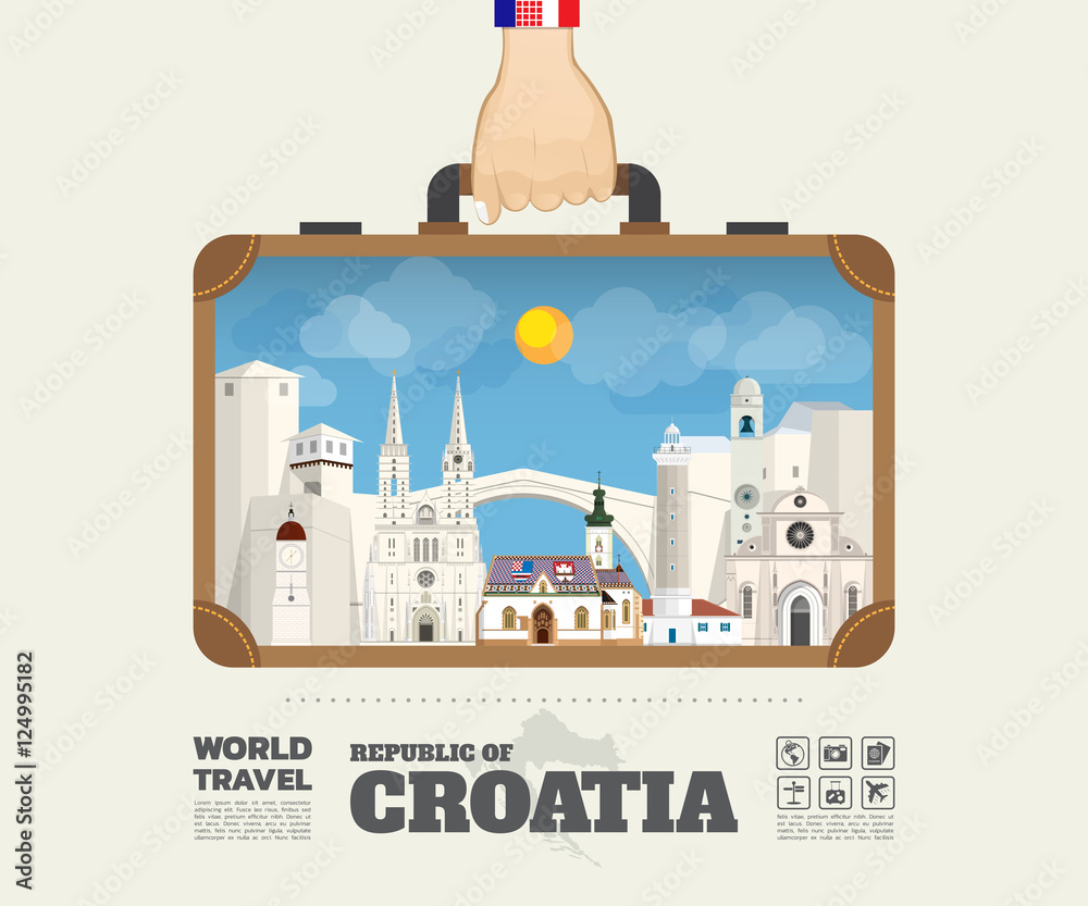 Naklejka premium Hand carrying croatia Landmark Global Travel And Journey Infogra