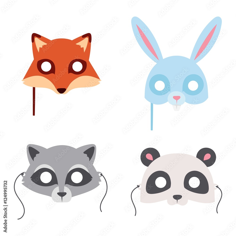 Cartoon animal party mask vector.