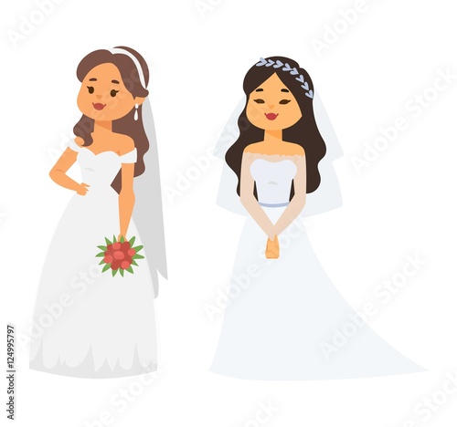 Wedding bride girl character vector