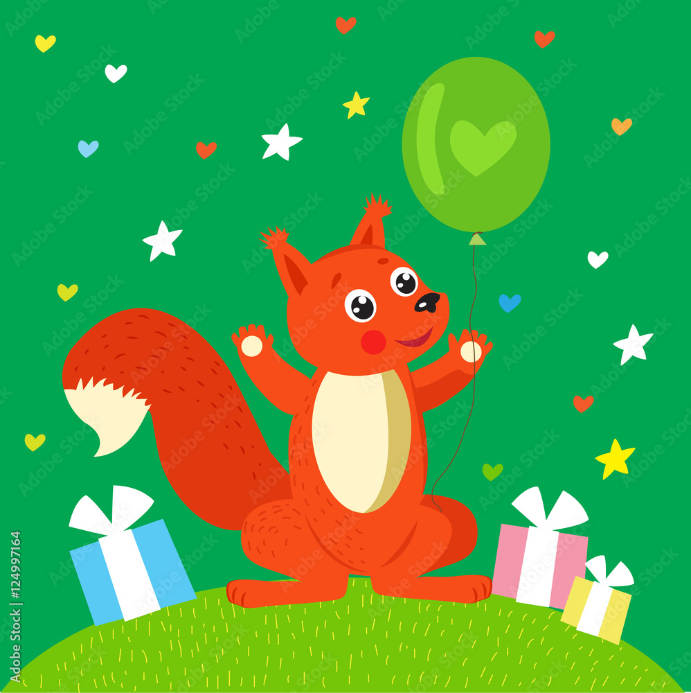 Squirrel. Vector Squirrel Cartoon. Happiness Squirrel Meme. Squirrel