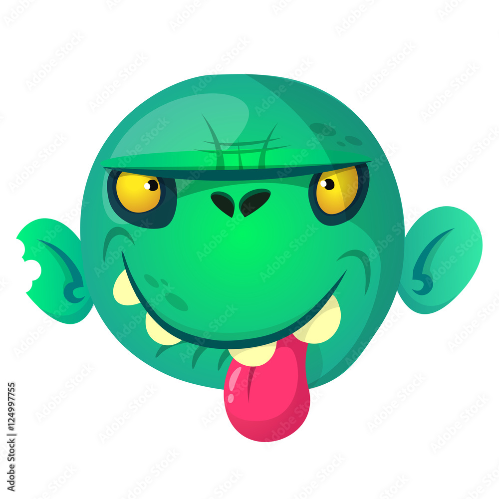 Fototapeta premium Cartoon zombie head icon. Vector illustration 