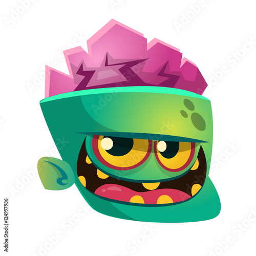 Cartoon zombie head icon. Halloween vector illustration 