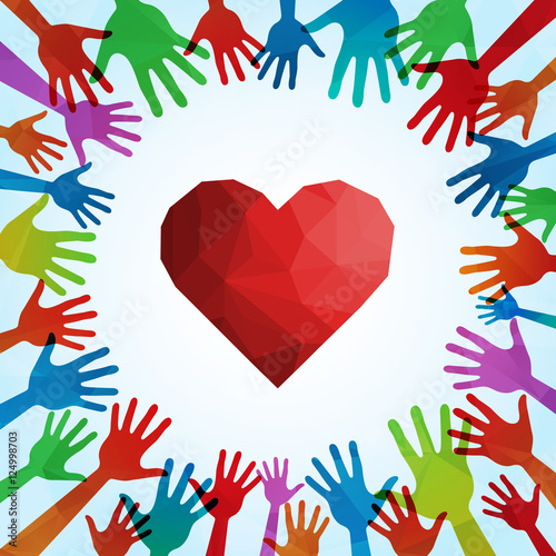 Fototapeta Helpful volunteer hands sharing love