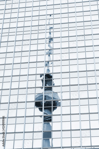 TV Tower in Berlin, reflected in the mirrored wall