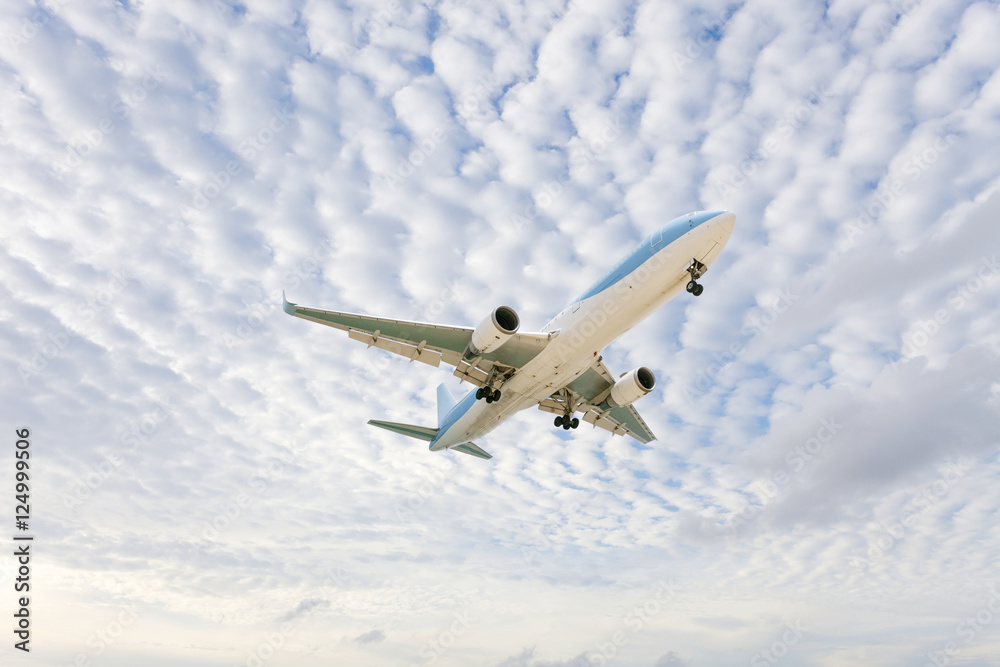 Obraz premium Airplane in the sky Good weather day background.