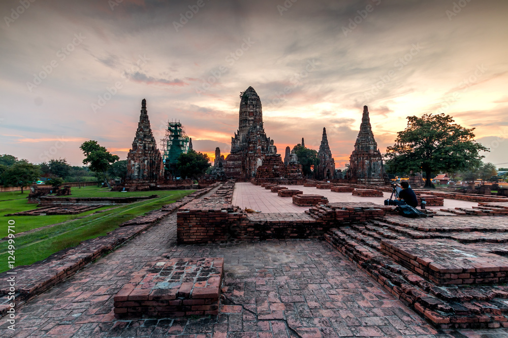Old Temple wat Chaiwatthanaram of Ayutthaya Province( Ayutthaya Historical Park )Asia Thailand