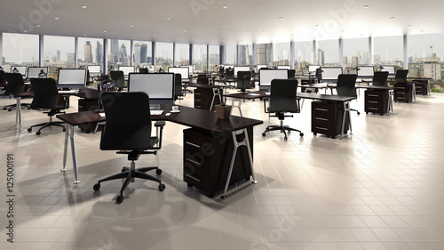 Canvastavla Großraumbüro Büro mit Aussicht