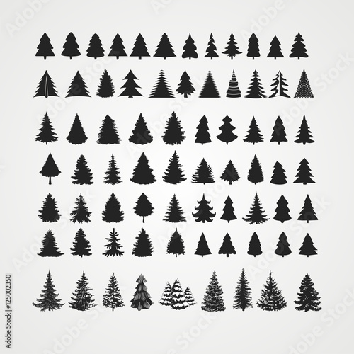 Christmas tree silhouette design vector set