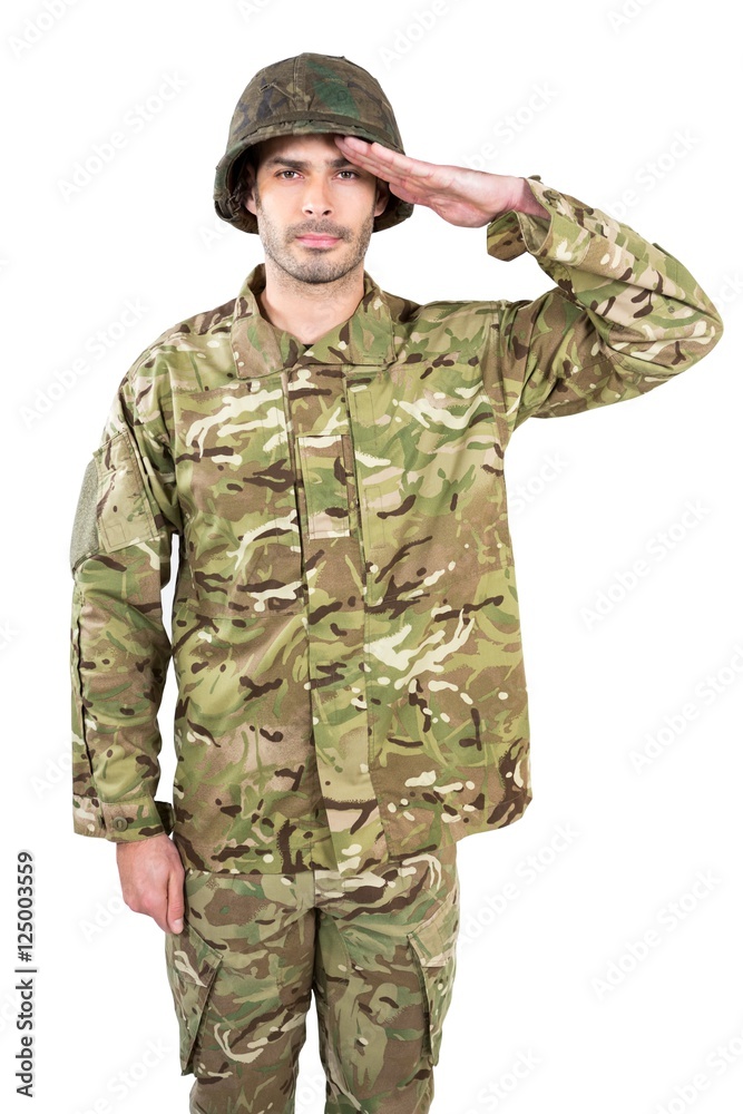 Portrait of soldier saluting Portrait of soldier saluting