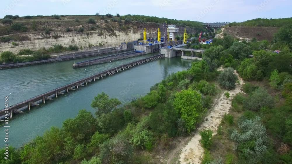 Aerial view of Cernavoda sluice gate, Ecluza Cernavoda Aerial view of Cernavoda sluice gate, Ecluza Cernavoda