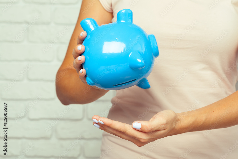 Blue piggy bank or money box Blue piggy bank or money box
