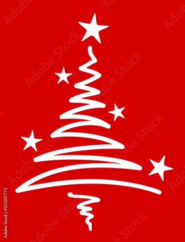 simple christmas tree red background stars