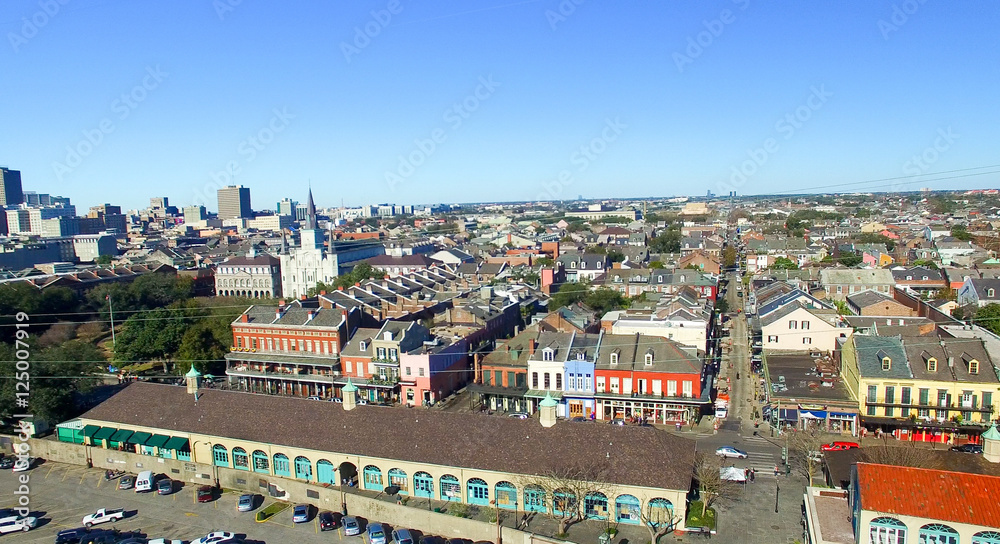 New Orleans cityscape and buildings, aerial view