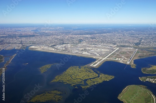 Aerial view of the John F. Kennedy International Airport (JFK) in Queens, New York photo