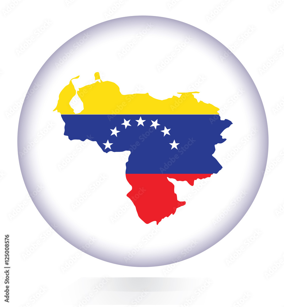 Obraz premium Venezuela map button with national flag