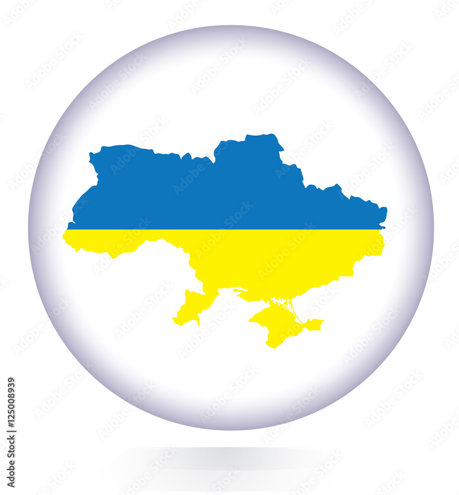Ukraine map button with national flag Ukraine map button with national flag