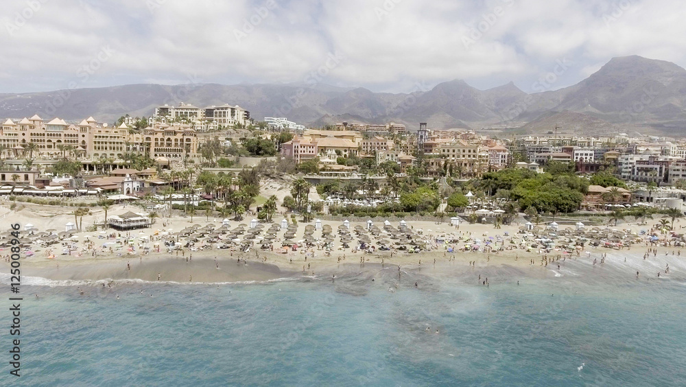 Playa de Las Americas, Tenerife. Aerial view in summer season