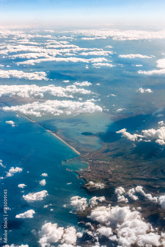 Widok z samolotu wzdłuż linii brzegowej, Maroko - Ocean Atlantycki - Afryka - obrazy, fototapety, plakaty 