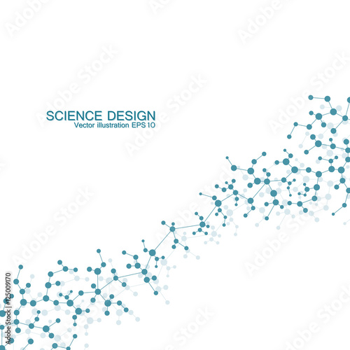 Structure molecule of DNA and neurons. Structural atom. Chemical compounds. Medicine, science, technology concept. Geometric abstract background. Vector illustration for your design.