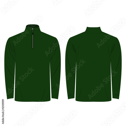 Half-Zipper long sleeve green Shirt isolated vector on the white background