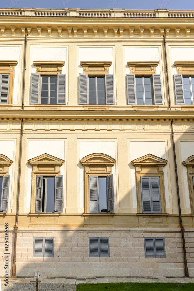 Classical windows at Villa Reale, Monza, Italy