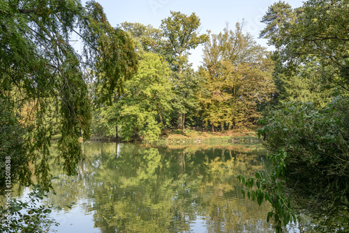 fall landscape at lake in Villa Reale park, Monza, Italy © hal_pand_108