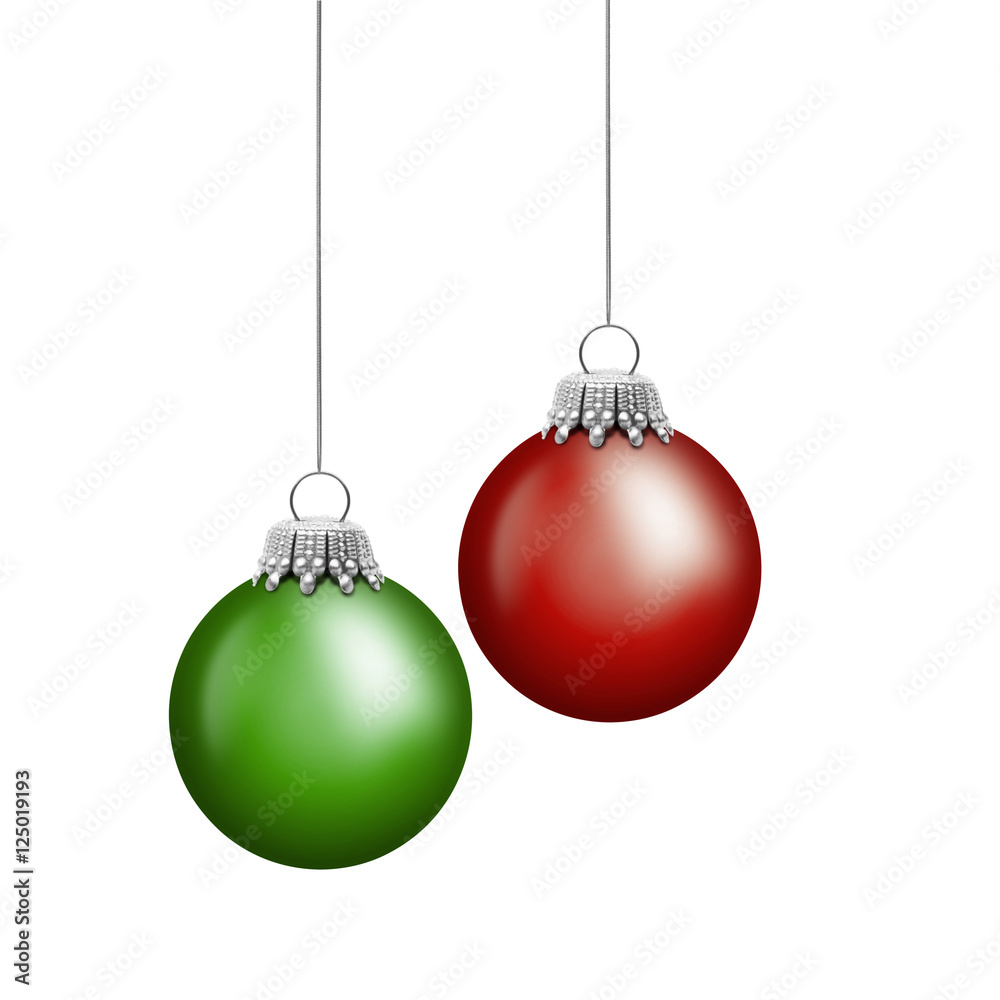 Rote und Grüne Weihnachtskugeln Rote und Grüne Weihnachtskugeln