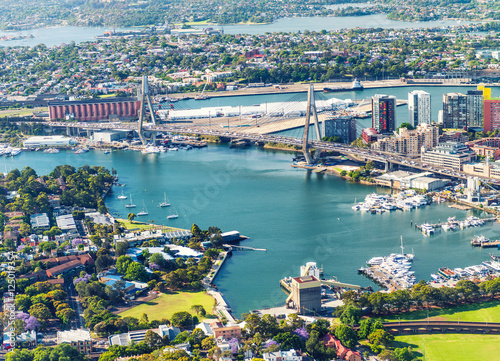 Anzac Bridge, aerial view of Sydney photo