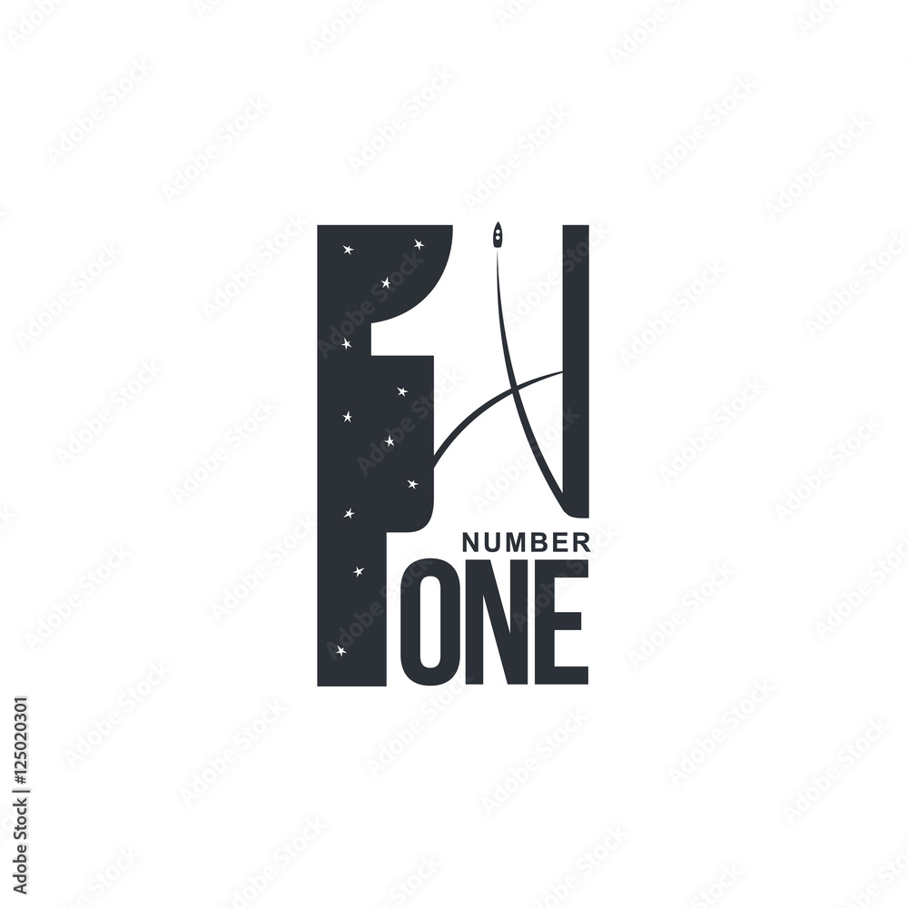 Black and white number one diagonal logo template, vector illustrations ...