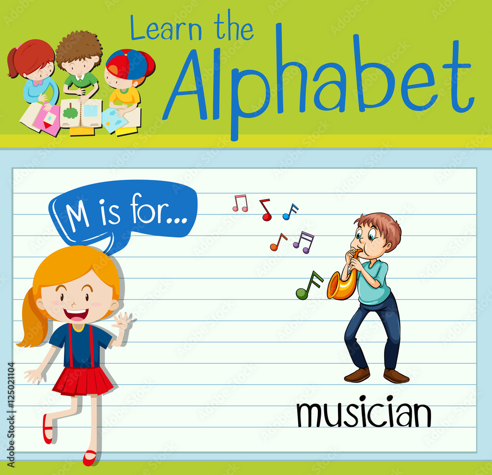 Flashcard letter M is for musician Flashcard letter M is for musician