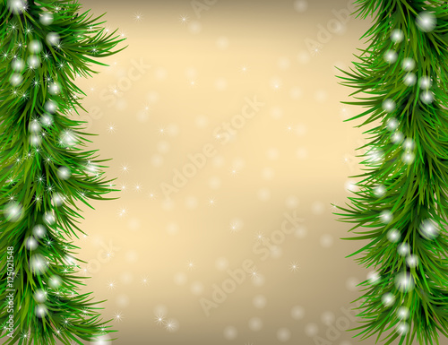 Christmas  Greeting card with Christmas tree and snowflakes