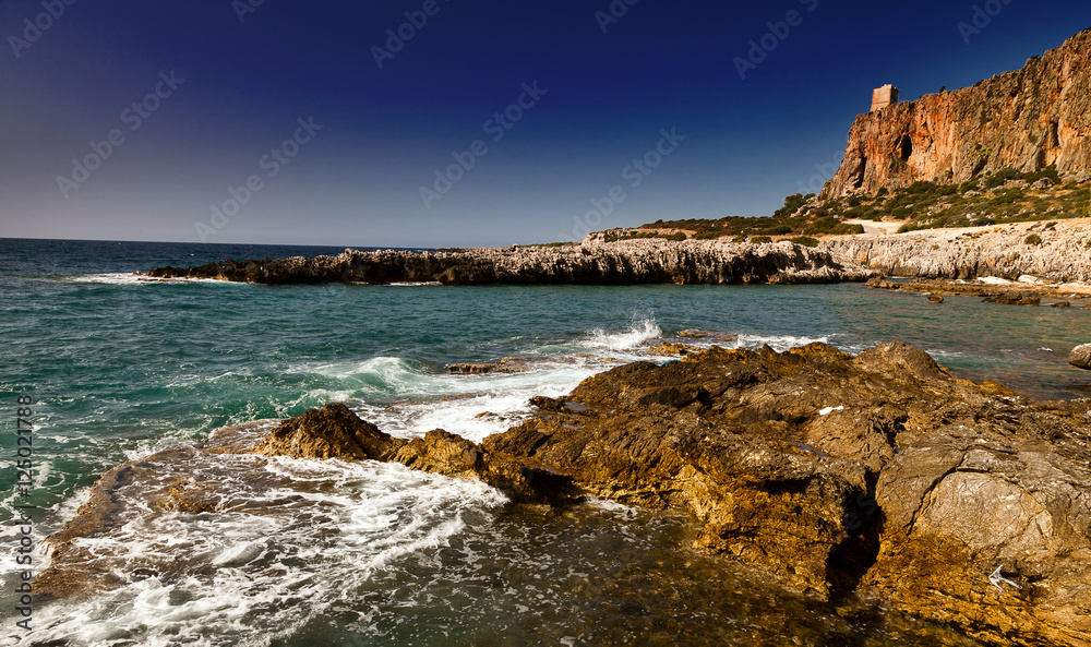 Beautiful view of the cliffs and the sea in Sicily