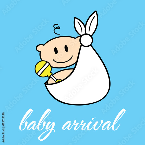 Happy baby in a white cloth