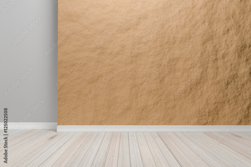 Empty interior light brown room with wooden floor, For display o Empty interior light brown room with wooden floor, For display o