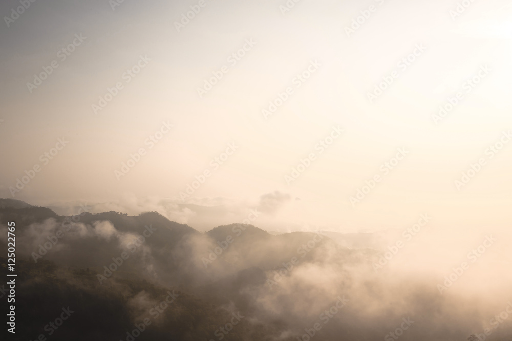 Landscape of mountain and fog in the morning, Khao Kho, Phetchab Landscape of mountain and fog in the morning, Khao Kho, Phetchab