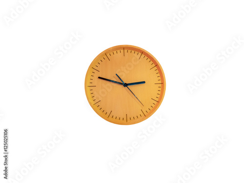 Wooden round wall watch - clock isolated on white background,with clipping path