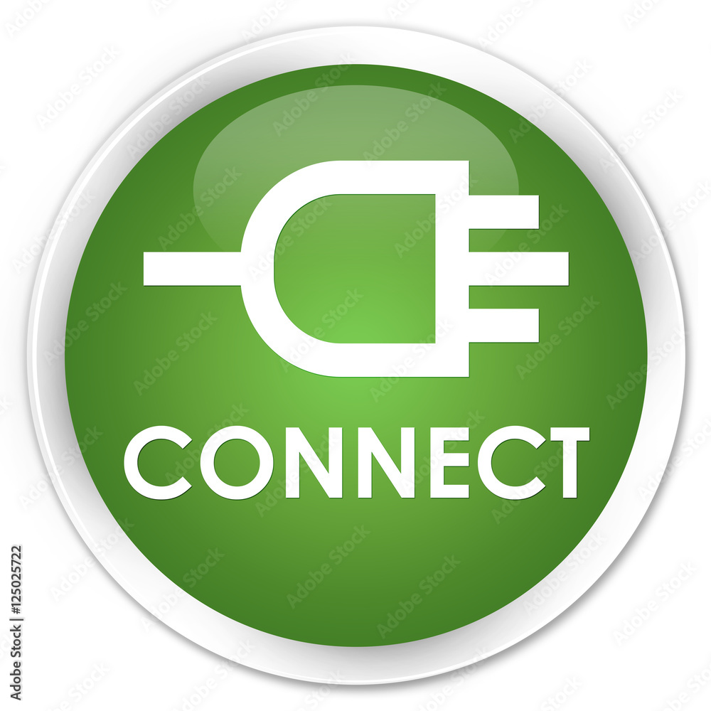 Connect soft green glossy round button Connect soft green glossy round button