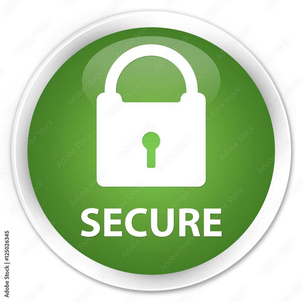 Secure (padlock icon) soft green glossy round button Secure (padlock icon) soft green glossy round button