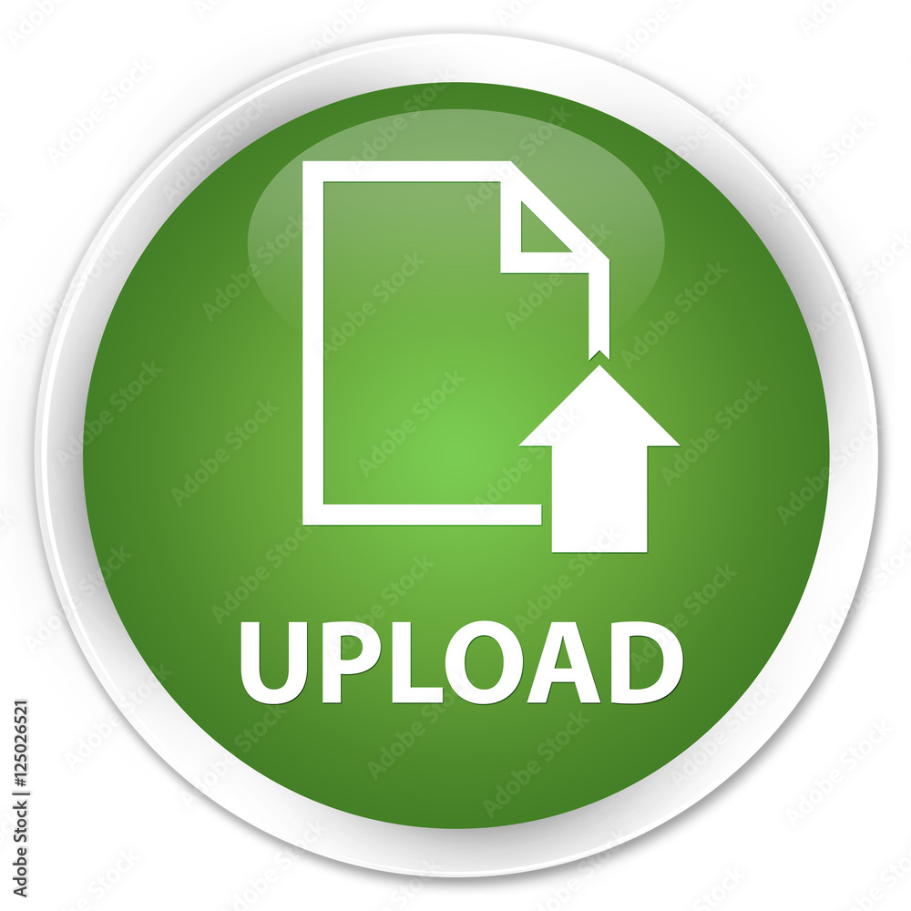 Upload (document icon) soft green glossy round button Upload (document icon) soft green glossy round button
