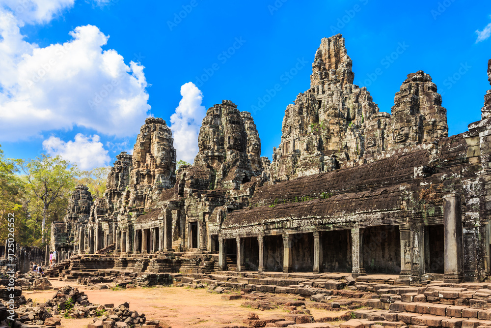 Naklejka premium Angkor, Cambodia. Bayon Temple Angkor Thom. Ancient Khmer architecture.