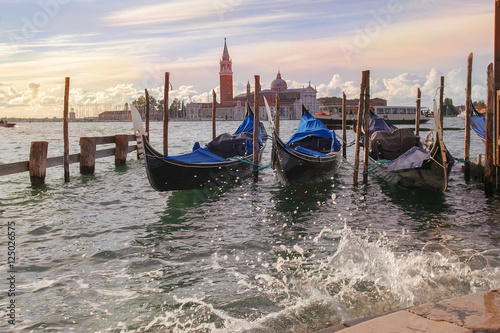 evening landscape with gondolas, Venice
