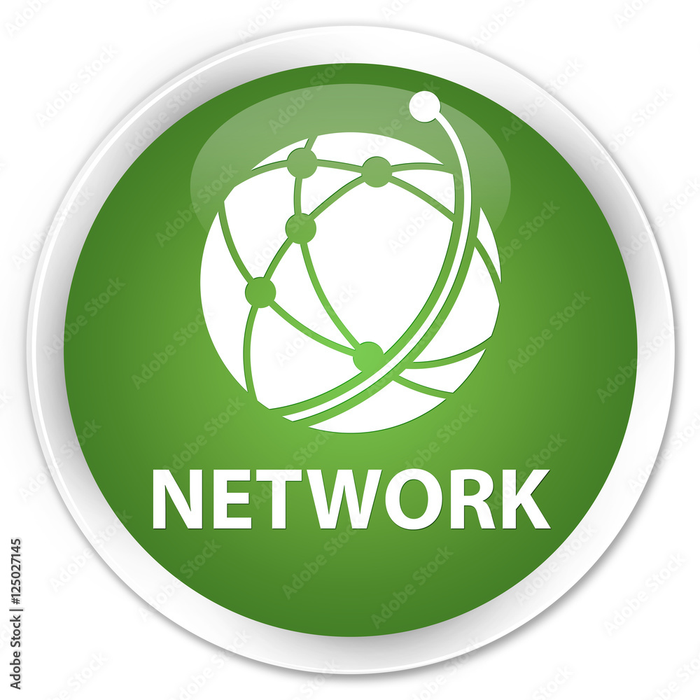 Network (global network icon) soft green glossy round button Network (global network icon) soft green glossy round button